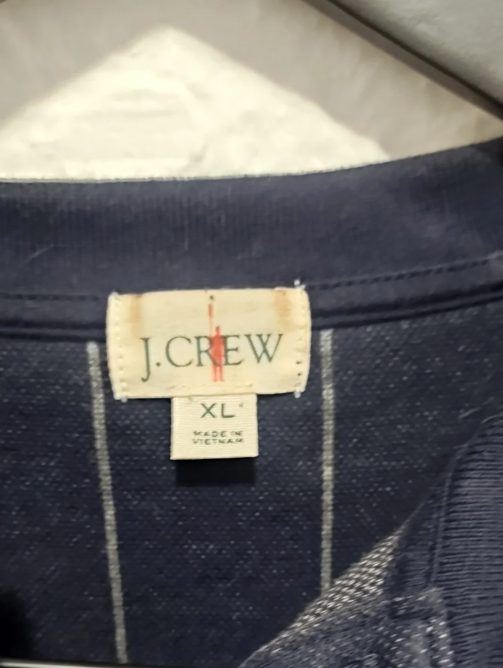 J. Crew Men's Navy Long-Sleeve Polo with White Pinstripes